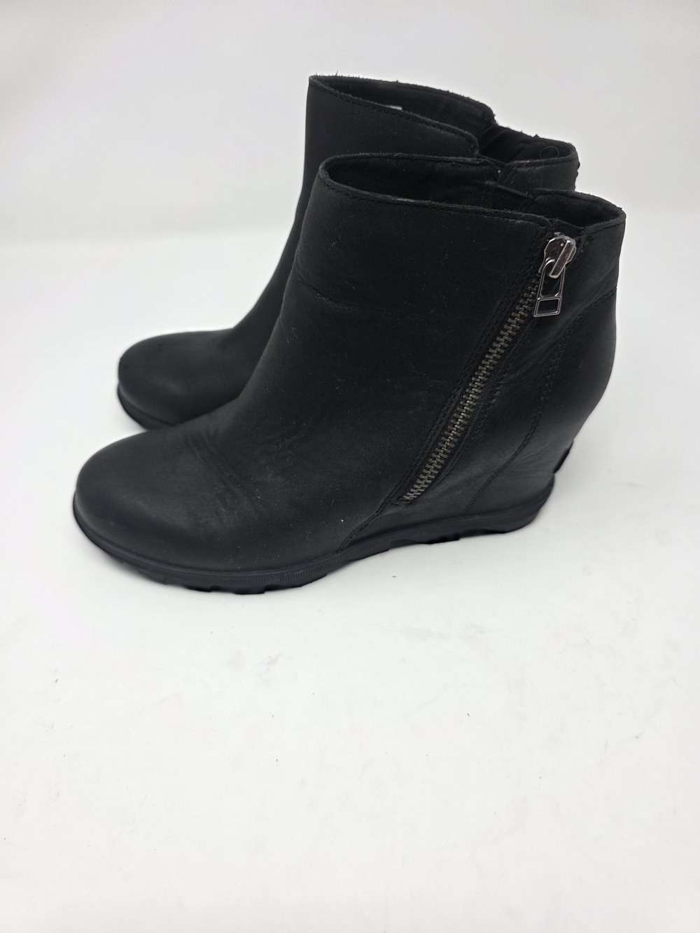 Sorel Joan of Arctic Wedge II Black Leather Suede Ankle Boots Women’s Size 9
